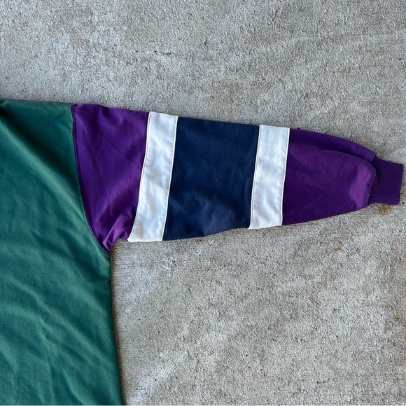 Retro Colorblock Rugby/Polo Shirt - Purple and Green - Picture 6 of 9